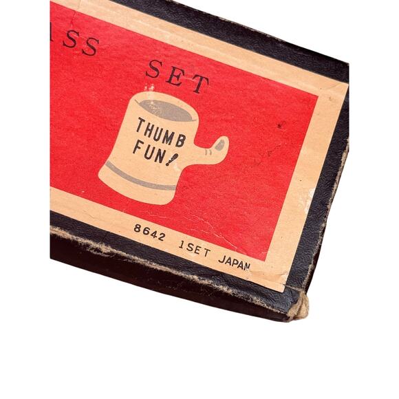 Vintage Japan Thumb themed shot glasses set of 4 NIB Do dont cant fun kitchy - Picture 3 of 6